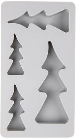 Rayher Moule SAPINS en Silicone, 1 PCE., 4 Formes, 14,5x26x2cm, béton créatif, Raysin, résine époxy, décoration, Village de Noël, pendentifs-36191000