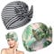 Shower Caps For Women, 2 Pcs Waterproof Reusable Shower Hair Caps Adjustable Shower Hat With Elastic Shampoo Cap For Women Girls Shower Hats For Short, Long And Curly Hair Stripe And Palm Leaves