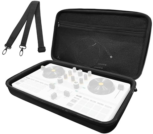 Musiin DJ-Controller-Gehäuse kompatibel mit Hercules DJControl Mix Ultra | Hartschalenschutz mit zwei Reißverschlüssen, Netztasche und komfortablem Griff für DJ-Live-Shows und Reisen (Schwarz)