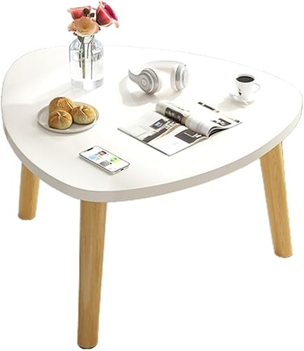 11,8 Zoll Hoher Kleiner Couchtisch, Dreieckiger Erkertisch Niedriger Tisch, Tatami-Tisch Im Japanischen Stil Mit Rutschfestem Polster, Tischbeine Installieren, Blanc, 50 * 50 * 30cm