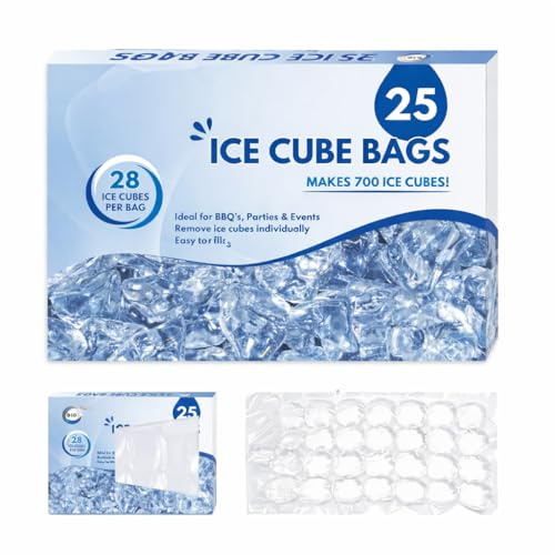 Ice Cube Bags Freezer 25 Pack Cocktail Drinks Makes 700 Ice Cubes28 per Bag