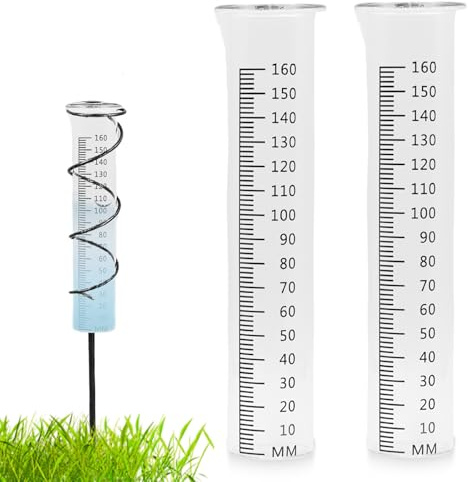 Nimblyne 2 Stück Regenmesser Frostsicher, Regenmesser Ersatzglas für 1-160 mm Messungen, Rain Gauge,Regenmesser Glas, trichterförmige Regenmessgeräte für Gartenwasseranzeige im Freien für Regen