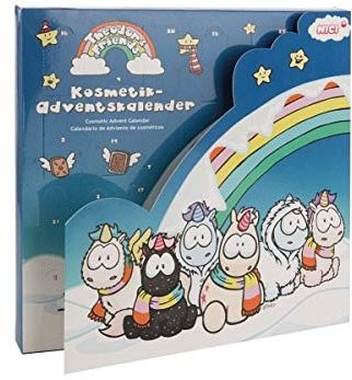 NICI Kosmetik Adventskalender Einhorn Theodor and Friends – Einhorn Adventskalender Mädchen ab 3 Jahren – Weihnachtskalender Kinder – Schmink & Schmuck Adventskalender mit tollen Geschenken – 44330
