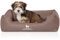 Knuffelwuff Orthopädisches Hundebett Wippo aus Velours mit Handwebcharakter M-L 85 x 63cm Potatoe - abnehmbarer Bezug - waschbar - für große, mittelgroße und kleine Hunde