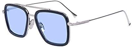 LHSDMOAT Retro Metallrahmen Spider Man Edith Sonnenbrille Square Eyewear Tony Stark Brille (wie Film) für Mann Frau