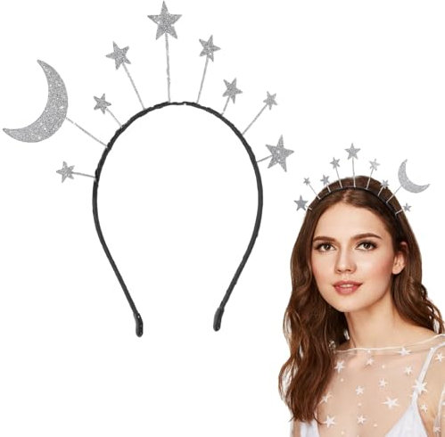 Amosfun Geburtstagsfeier Sterne Mond Stirnband Glitzer Kopf Bopper Kopfschmuck für Party Cosplay Kostümzubehör