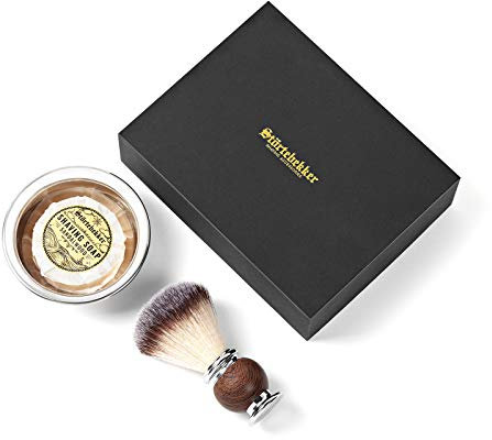 Störtebekker® Premium Rasierpinsel Set mit Rasierschale aus Edelstahl & Rasierseife Sandelholz [inkl. Rasur- und Bartguide E-Book] - Geschenkidee - Perfekte Ergänzung zu Rasiermesser & Rasierhobel