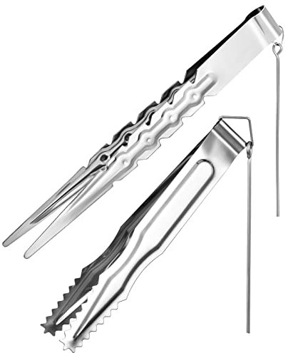 Xinzistar 2er Pack Zange Set Kohlezange Edelstahl Metall Zangen Kohlezangenhalter Zubehör für Holzkohle