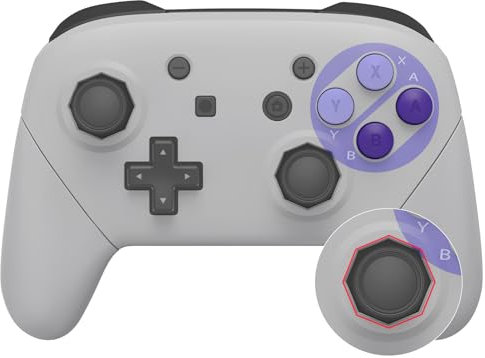 eXtremeRate Case Shell für Nintendo Switch Pro Controller, DIY-Ersatz Full Gehäuse Faceplate&Rückplatte&Giffe Hülle&Tasten für Switch Pro Controller-SNES-Stil(Octagonal Gated Sticks Design)