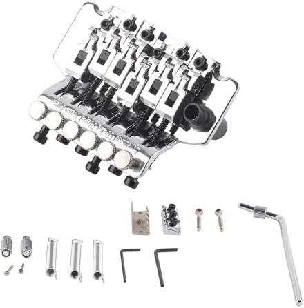 E Gitarren Set, Tremolo Bridge System Metall Vibrato Bridge für Floyd Rose Tremolo E Gitarre Style Ersatz(Silber)