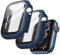 JETech Funda con Protector de Pantalla para Apple Watch SE (2022/2020) /Series 6 5 4 44 mm, Cover Protectora Completo, Película Cristal Vidrio Templado, 2 Unidades (Azul)