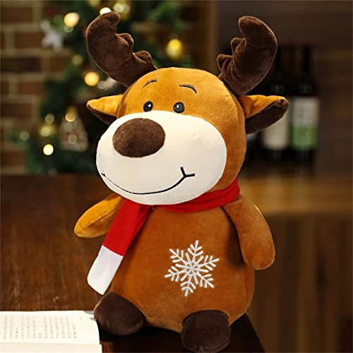 Trayosin Kuscheltier Weihnachtsmann Puppe Plüschtier Weiche Kuscheltier Elch Stofftier Heiligabend Aktivität Süße Weiche Puppen Kinder Weihnachten Party Geschenke (23cm,Elch)