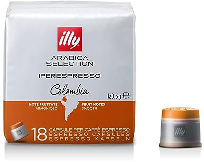 illy, Capsules de Café Iperespresso Arabica Selection Colombie, 100% Arabica avec des Notes Fruitées d'Agrumes et de Fruits Rouges, Goût Légèrement Acide, 6 Paquets de 18 (108 Capsules au Total)