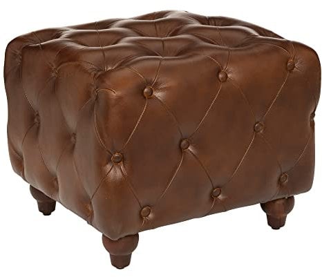 Atmosphera - Hocker Chester Holz und Leder - braun - Braun
