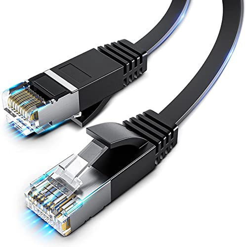Ximeges Cat 6 Ethernet Cable, 3FT/6FT/10FT/15FT/20FT/30FT/50FT/100FT Flat High Speed Internet & Network Cable, RJ45 Connectors,Professional LAN Cable,Shielded for Indoor & Outdoor Use (30FT-CAT6)