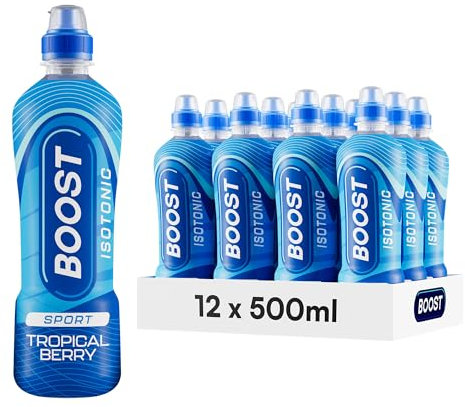 Boost Sports Drinks Tropical Berry | 12 Isotonic Drink with Vitamin B12 and B6 | Electrolyte Drink | Maximum Hydration Drinks | Low Calorie Vegan Adult Soft Drinks Multipacks | 12x500ml