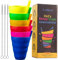 JoyServe Bols à céréales pour enfants avec paille - 6 bols à soupe de 592 ml, bols à soupe réutilisables, plastique sans BPA, pailles en plastique (tasse de paille)