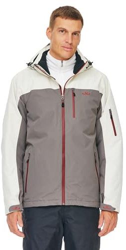 Jeff Green Herren Atmungsaktive wasserdichte Winter Ski Snowboard Jacke Bergen 12.000mm Wassersäule und Abnehmbare Kapuze, Größe:XXL, Farbe:Silver Birch/Dark Gull Grey 1