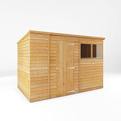 WALTONS | 10ft x 6ft Overlap Shed | Pent Roof | Windows | 8mm Overlapping Cladding | Single Door | Wooden Garden Outdoor Storage | 10x6 | 10 Year Anti Rot Guarantee