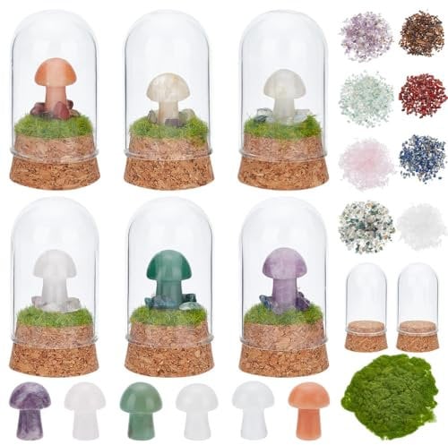 WEBEEDY Mini Mushroom Terrarium Bottle DIY Decorative Bottles Ornaments Kit 6 Sets for Fairy Birthday Wedding Party Favors Home Decoration