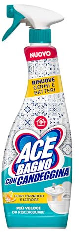 ACE Spray Sgrassatore Bagno con Candeggina, Profumo di Fiori d'Arancio e Limone, 600ml