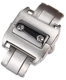 MODBAND Für Uhren der Cartier Santos 100-Serie. Schnalle aus 316L-Edelstahl, gebürsteter Butterfly-Schließe mit 18/21-mm-Faltschließe(18mm)