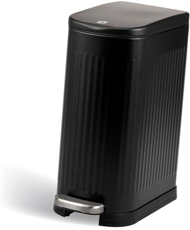 eluno Poubelle étroite à pédale - Capacité de 10 litres - Poubelle de cuisine - Poubelle pour cuisine, salle de bain, chambre à coucher - Avec seau intérieur amovible en plastique (Noir)