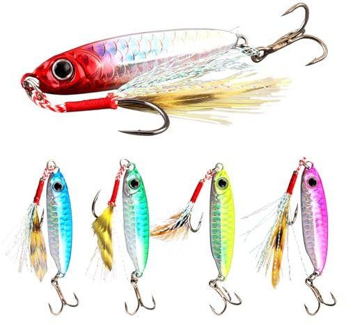 Sinkende Angelköder, WASAGA 5 stück 7g/10g/15g/20g/25g/30g Metall-Hartspinner-Fischködervorrichtungen für Forelle Barsch Lachs Bass Hecht (10g)