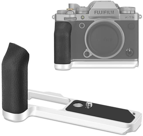 Haoge X-T5 Handgriff für Fujifilm X-T5 Kamera L-förmiger Griff, mit ergonomischem Silikon-Seitengriff, eingebauter Arca Swiss-Typenplatte für DJI RS2/RS-C2/RS3/RS3-PRO/RS3 Mini, Silber MHG-XT5S