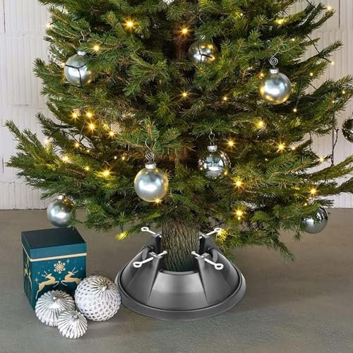 Just for Christmas Tree Stand Including 4 Eye Bolts To Hold Christmas Tree Firmly & 2.1 Litres of Water Space Large Xmas Tree Base Tree Holder Ideal For Real & Artificial Trees Up To 2.2M High