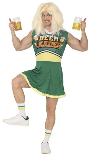 FIESTAS GUIRCA | Beerleader-Kostüm für Erwachsene (52-54/L) - Kleid für Junggesellenabschiede und Kostümpartys - Ideal für Männer - Perfekt für Karneval und Halloween - Grün