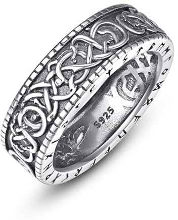 ADMETUS Wikinger Ringe Herren 925 Silber Nordische Ring Wikinger Schmuck Geschenke für Herren Männer Ringe Größe 66