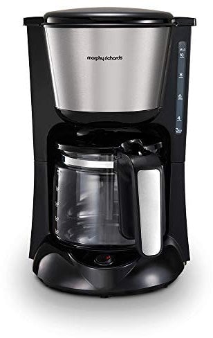 Morphy Richards 162751EE - Cafetera de filtro con jarra de cristal, acero inoxidable/cepillado