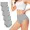 TUUHAW Unterhosen Damen Unterwäsche 5er Pack Slip Miederhose Baumwolle Hoher Taille Atmungsaktive GRAU XL