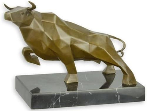 Casa Padrino Designer Bronzefigur Stier Bronze/Schwarz 26,2 x 13,2 x H. 19,4 cm - Bronze Skulptur mit Marmorsockel - Wohnzimmer Deko - Schreibtisch Deko - Elegante Dekofigur