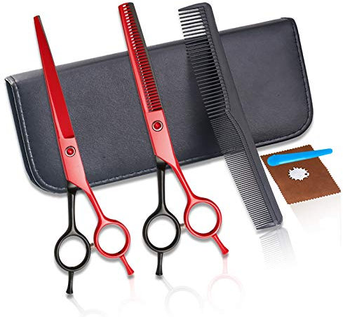 WYGC Haarschere Set 7,0 Zoll Professionelle Friseurschere Aus Rostfreiem Stahl, Flach Geschnittene Zahnschere Haarschnitt Und Pony, Dünner Werdende Schere, Haarschneidemaschine