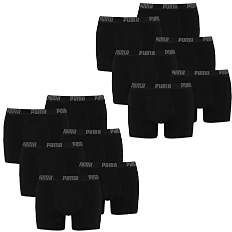 PUMA 12 er Pack Boxer Boxershorts Men Herren Unterhose Pant Unterwäsche, Farbe:230 - Black/Black, Bekleidungsgröße:S