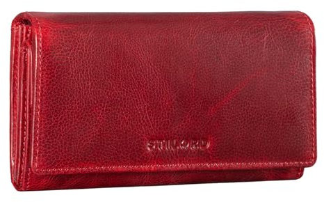 STILORD Damen-Geldbörse aus Leder rot - Frauen-Geldbeutel mit RFID & NFC Schutz - Vintage Portmonnaie aus Echtleder + Geschenkbox 'Marquesa'