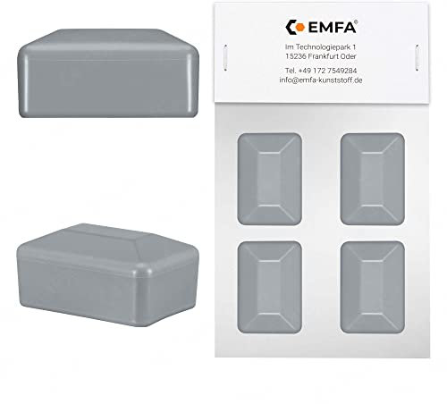 EMFA Zaunpfahlkappe rechteckig 60x80 mm Grau 4 Stück Pfostenkappen Kunststoff Abdeckkappen Zaunkappen