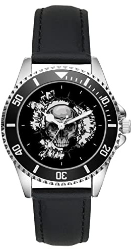 KIESENBERG Totenkopf Uhr Skull- sportliche Armbanduhr im Skull-Design - Stilvolle Gothic Herren-Uhr - Geschenkidee für Rocker-& Gothic-Fans - L-21291