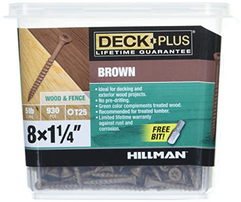 Deck Plus Lot de 735 vis à bois et de clôture avec revêtement époxy de 3,8 cm #8 x 4,8 cm – Entraînement Torx/étoile inclus – Vis à filetage grossier – Vis de terrasse résistantes à la rouille pour