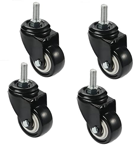 Rollen für Bürostuhl, 3,8 cm, sicher für alle Böden, Bodenschutz, Gummi, einschließlich Hartholz, M8 x 25 mm, Lenkrollen, Möbelbeschläge (4)