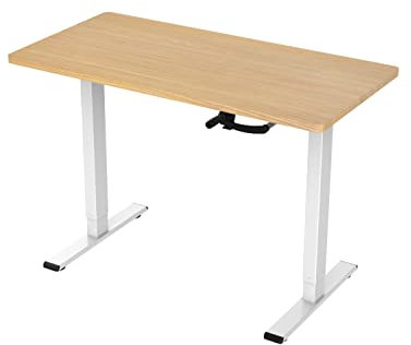 Sigma Schreibtisch HT114, 120 x 60 x 73.5 cm, manuell höhenverstellbar, weiß/Hellbraun