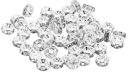 PATIKIL 4mm Spacer Beads, 100pcs Bead Spacers Rondelle Spacer Beads Rhinestone Small Round Bulk Glass Beads Crystal for Making DIY, Silver