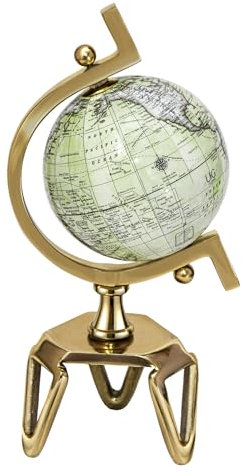 LIFEZEAL 13 cm Antiker Globus, Weltkugel Drehbar & Antiker, Vintage Weltkartenglobus mit Metallfuß, World Globe in Englischer Sprache, für Klassenzimmer, Wohnzimmer, Büro