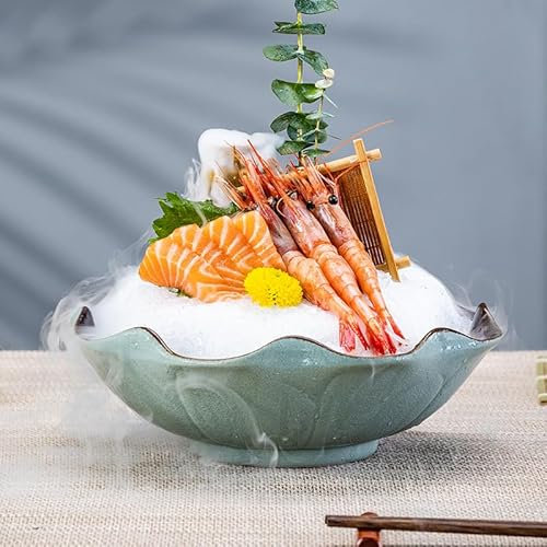 TERPCO 2023 Neuer Keramik-Sashimi-Teller, Sushi-Teller, hochwertiger Lachs-Meeresfrüchte-Eisteller, Küchengeschirr, künstlerisches Menü, kreatives Ab
