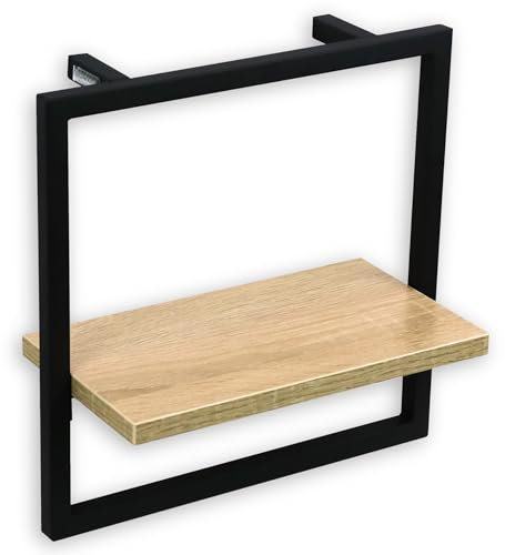 holz4home® Wandregal Small Schwarz gerahmt I 30x15x30 cm I Hochwertiges MDF & Metall I inkl. Befestigungen aus Stahl für Schweberegal Industrial Flair