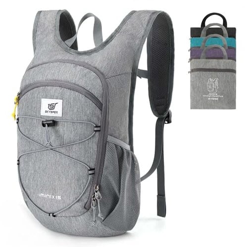 SKYSPER Kleiner Rucksack 15L Faltbarer Tagesrucksack Leichter Wanderrucksack Daypack Travel Backpack Damen Herren