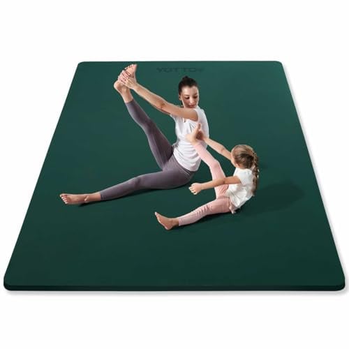 YOTTOY Große Yogamatte (75 x 52 x 1/2 Zoll), extra breite TPE-Übungsmatte, rutschfeste Trainingsmatte für Pilates, Fitness, Barfuß, Heim-Fitness-Studio mit Gurt und Handtuch