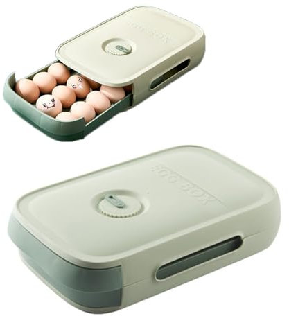 Plastic Egg Container, Latest Egg Storage Box, Egg Box With Drawer Stackable Egg Holder, Eier Aufbewahrungsbox Eieraufbewahrung… (Grün18Eier)